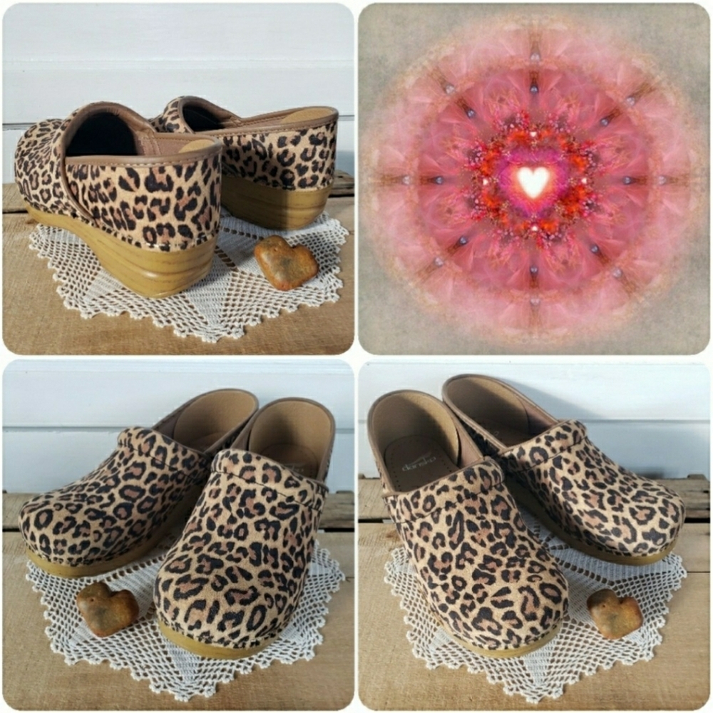 Meow Dansko Pro Leopard Clog Cheetah Animal Suede Boho Gypsy Cottage Neutral ⚘🐆 - Picture 9 of 13
